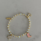 Charm Bracelet: Chill, Heart, Cowboy boot (pink), Star (pavé)