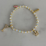 Charm Bracelet: Chill, Evil eye (pink), Martini glass, Crown