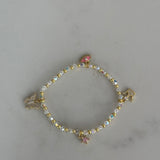 Charm Bracelet: Butterfly pavé, Evil eye (pink), Crown, Star