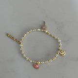 Charm Bracelet: California, Pink evil eye, Happy face, Palm tree